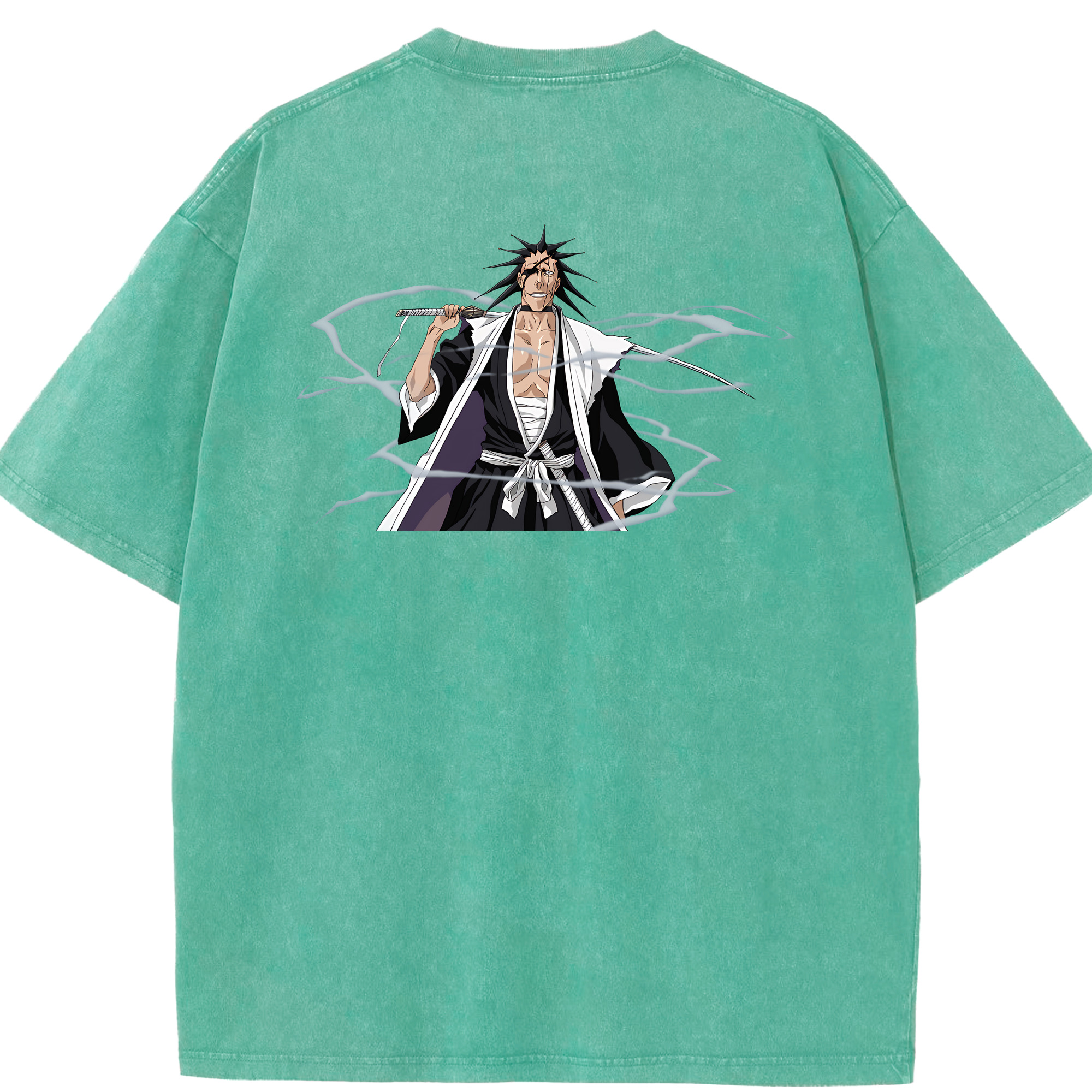 （画像用） ブリーチ ざらき けんぱち BLEACH Zaraki Kenpachi 綿100% ヴィンテージ風 半袖Tシャツ（背面プリント）